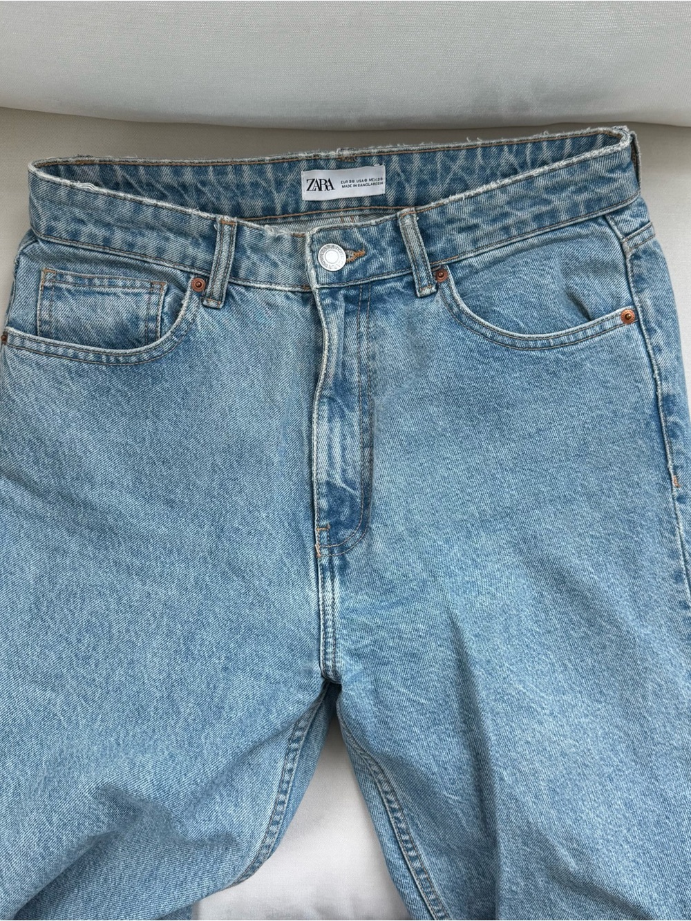 Zara High-Rise Light Wash Mom Jeans